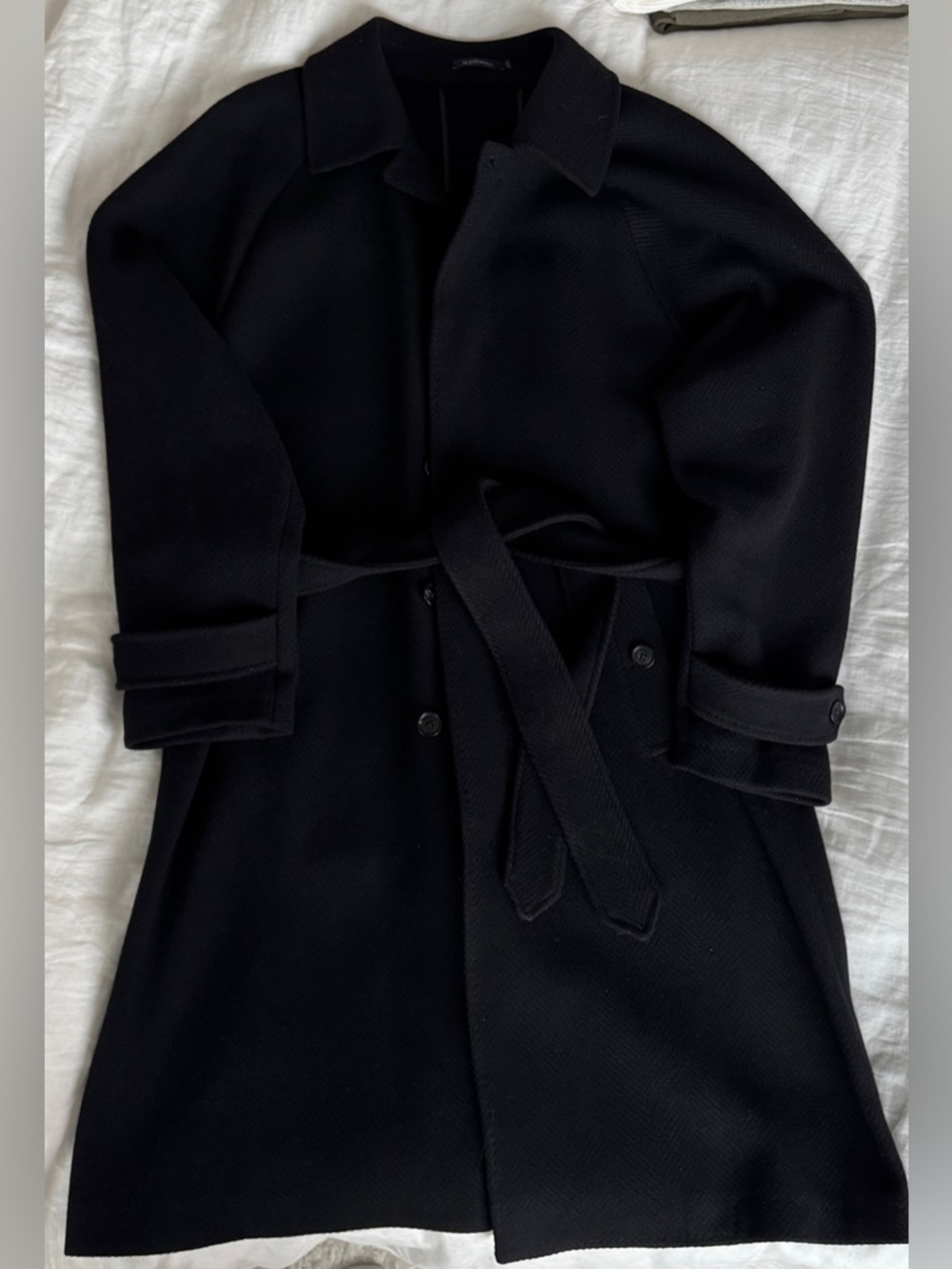 Suitsupply Black Men's Belted Overcoat